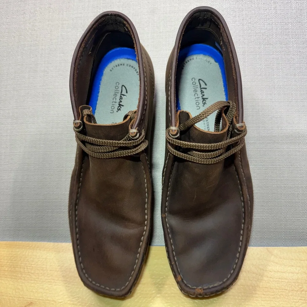 Clarks Mens Wallabee Chukka Leather Boots Dark Brown Size 12